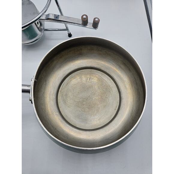 Vintage Mid Centry Modern Fondue Pot Buehner Wanner Blue Wood Handle - Picture 11 of 13